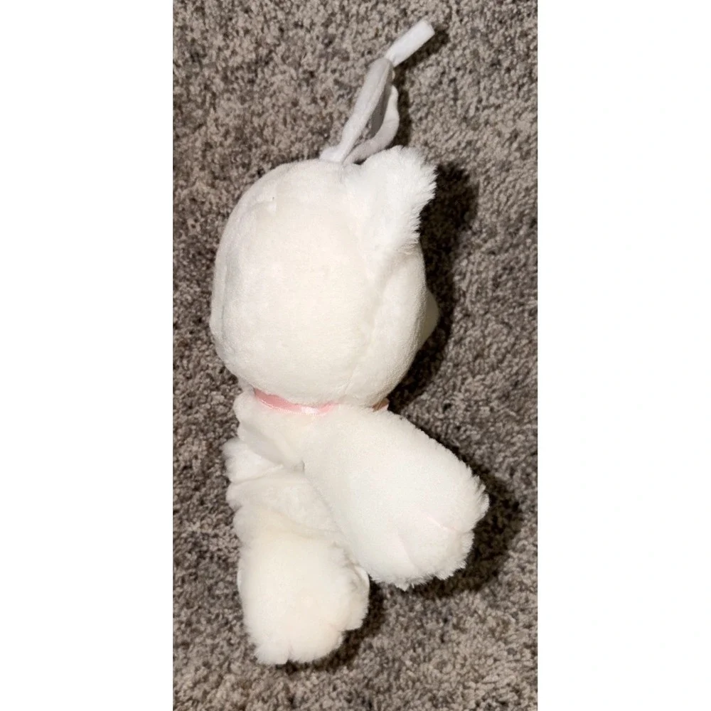 Dakin White Kitty Cat Musical Baby Crib Pull Toy Plush Stuffed Animal Lovey pink